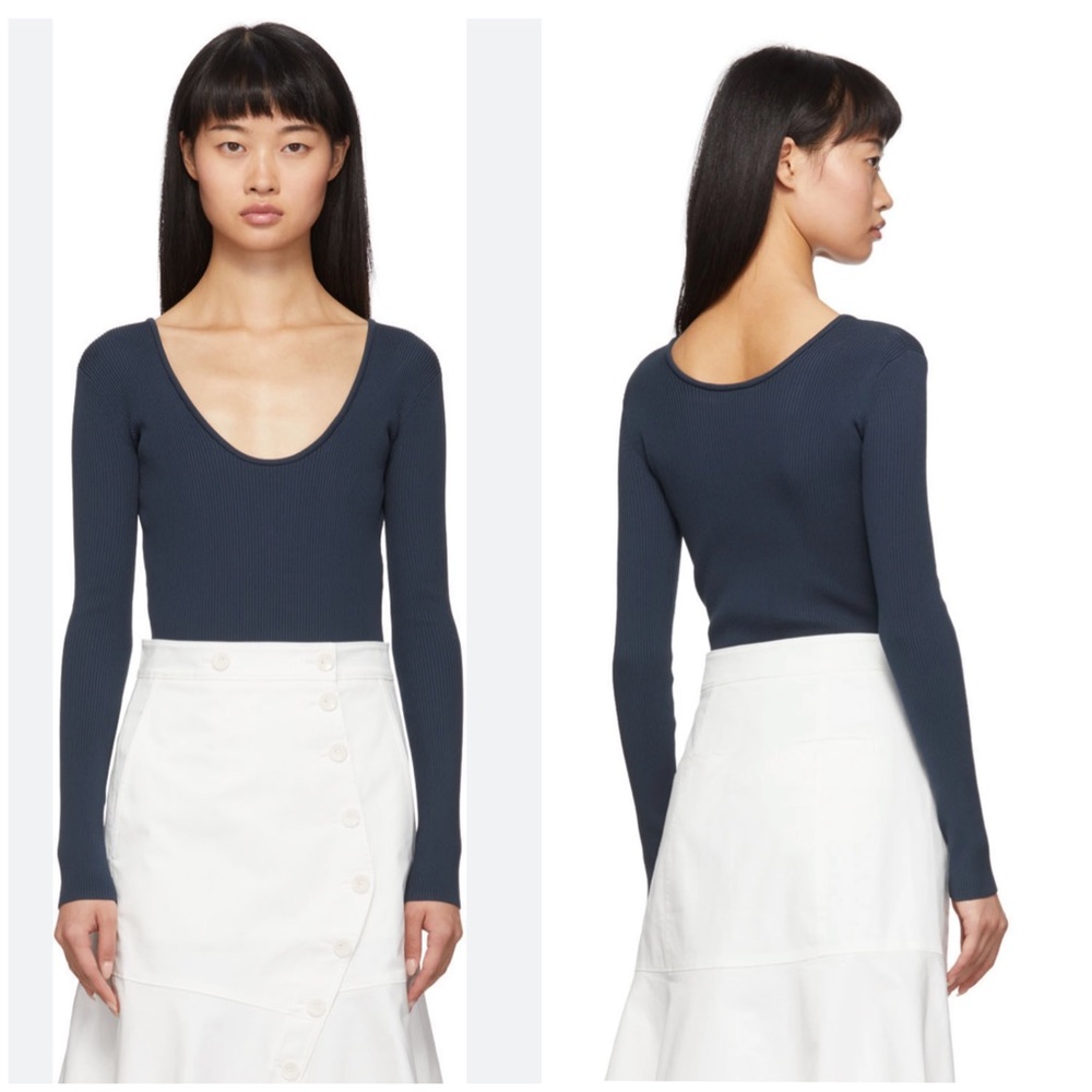 Tibi Tech Rib Bodysuit Light Blue - Picture 4 of 16